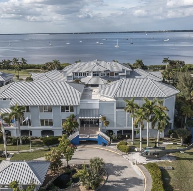 The Military Heritage Museum building beside the water in Punta Gorda.