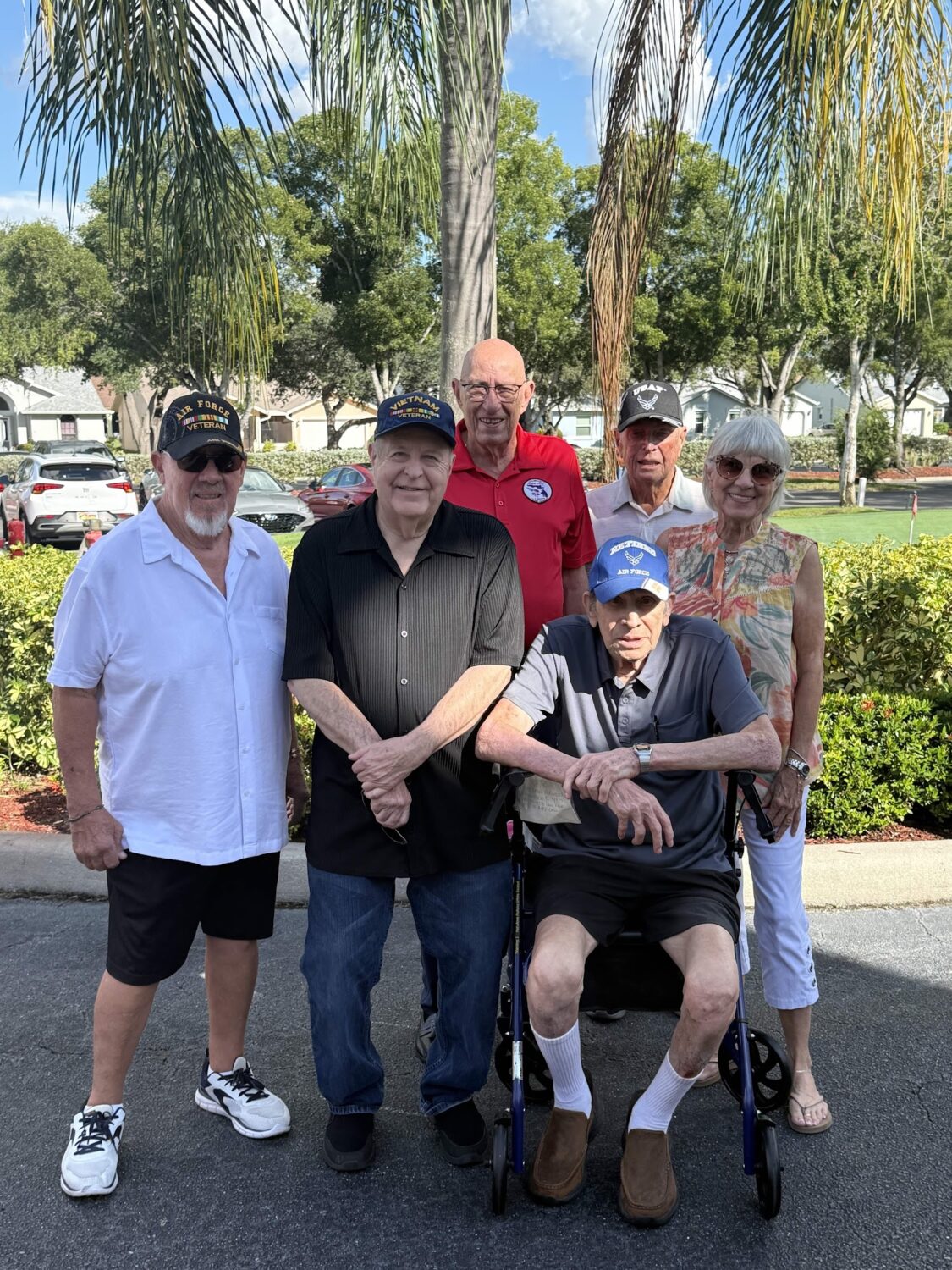 Group of Sabal Springs Air Force veterans gathered outside the Clubhouse.