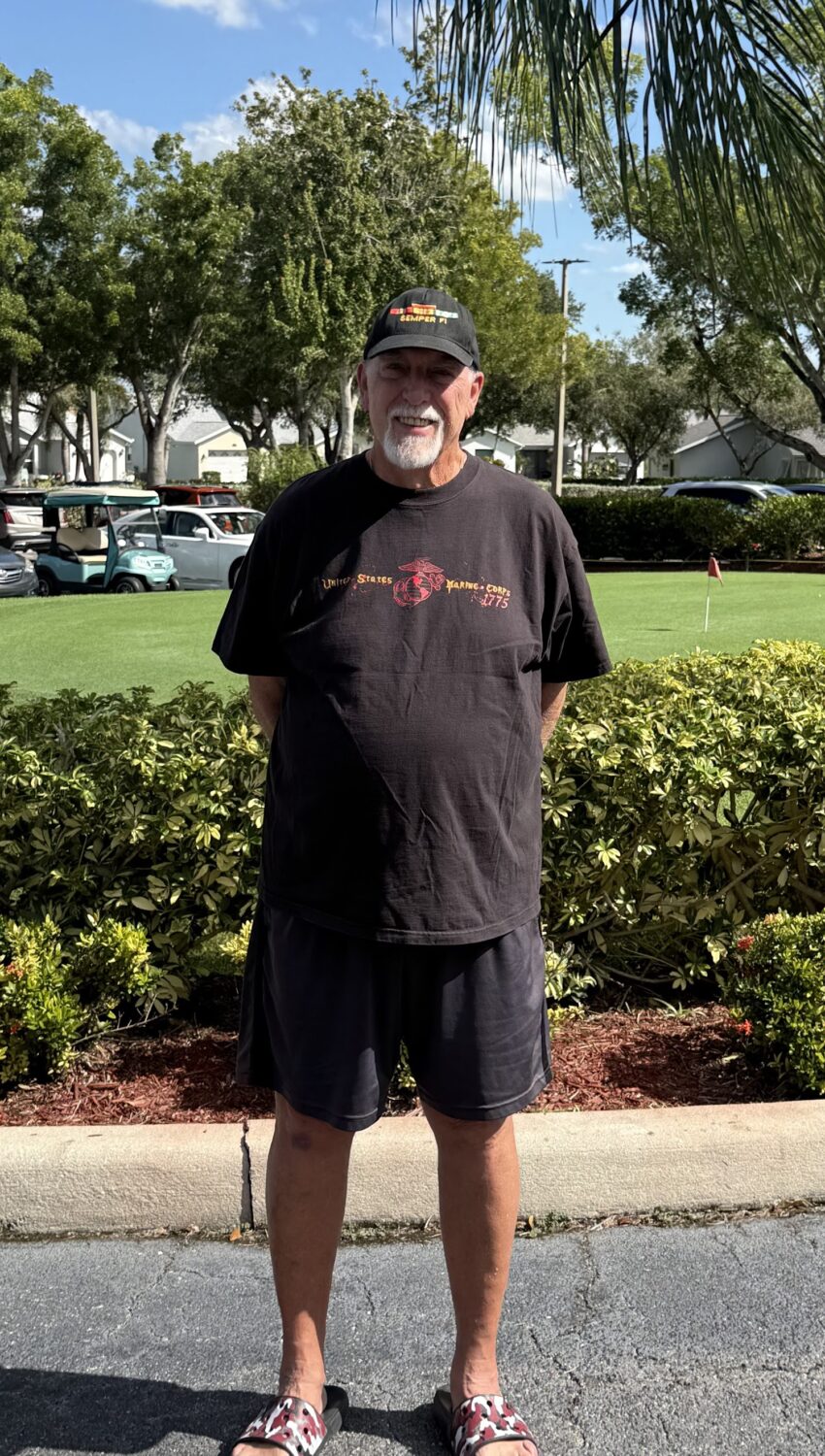 Sabal Springs Marine Corps veteran outside the Clubhouse.