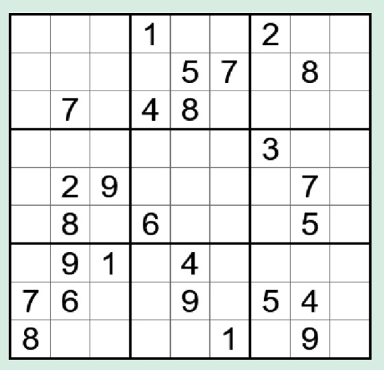 November Sudoku puzzle grid
