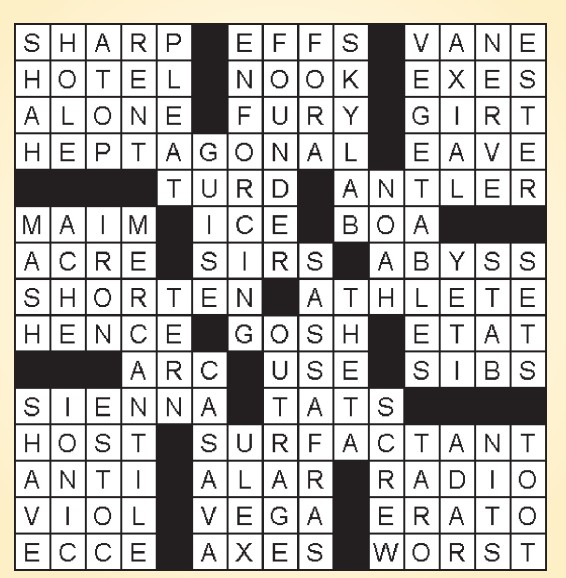 Completed crossword puzzle solution grid
